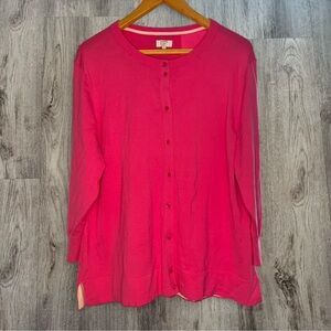 Crown & Ivy Curvy Hot Pink Button Front Cardigan Size 2X